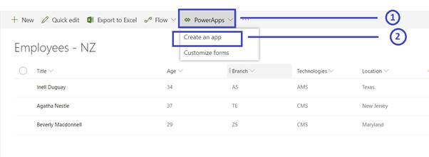 Create A PowerApps For SharePoint List